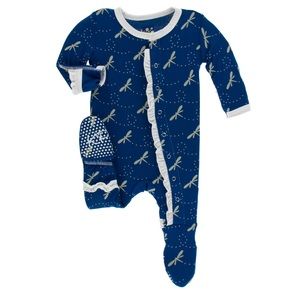 Kickee Pants Navy Ruffle Sleeper